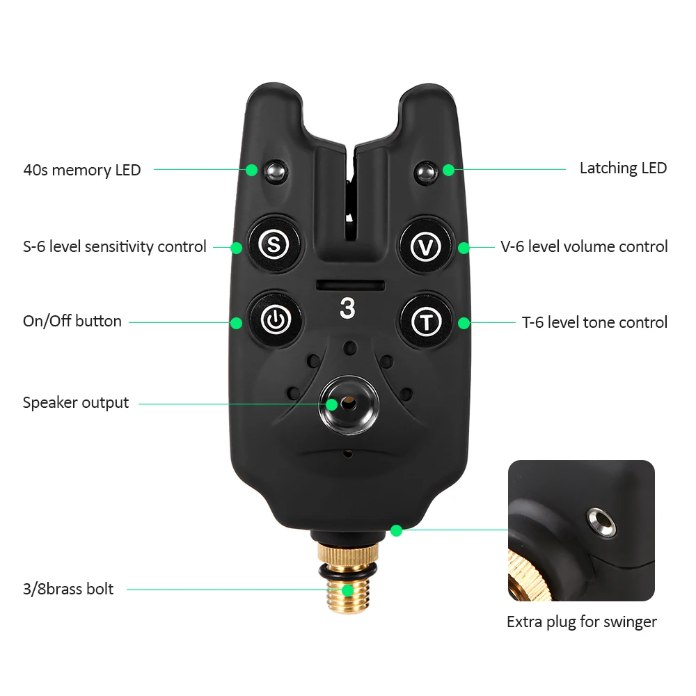 Lixada беспроводной светодиодный набор сигнализаций для рыбалки, набор сигнализаций для рыбалки, индикатор, сигнальный звонок, приемник, рыболовные снасти с коробкой на молнии