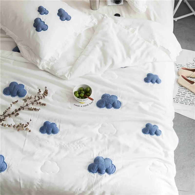 

Designer new summer quilt Air condition comforter pillowcase blanket bed cover quilting 3D three-dimensional patch embroidery#sw