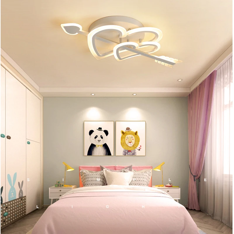 Chandelierrec, современный светодиодный потолочный светильник для детской комнаты AC85~ 265 В, потолочный светильник в форме сердца, домашнее освещение, Светильники для детской спальни