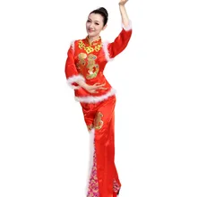 0159) Китайский классический Весенний фестиваль красный костюм зеленого фонаря off квадратный барабан с поясным ремнем веер для танца янгко танцевальная одежда