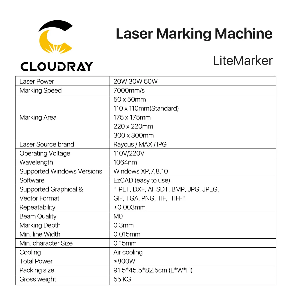 20-50 Вт волоконная лазерная маркировочная машина Raycus MAX IPG для маркировки металла из нержавеющей стали