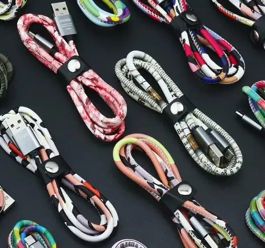 10 шт. кожа разноцветный микро-usb тип-c кабель 8 булавки для iPh Быстрая зарядка данных зарядное устройство провода шнур для мобильного телефона xiaomi - Цвет: For Android