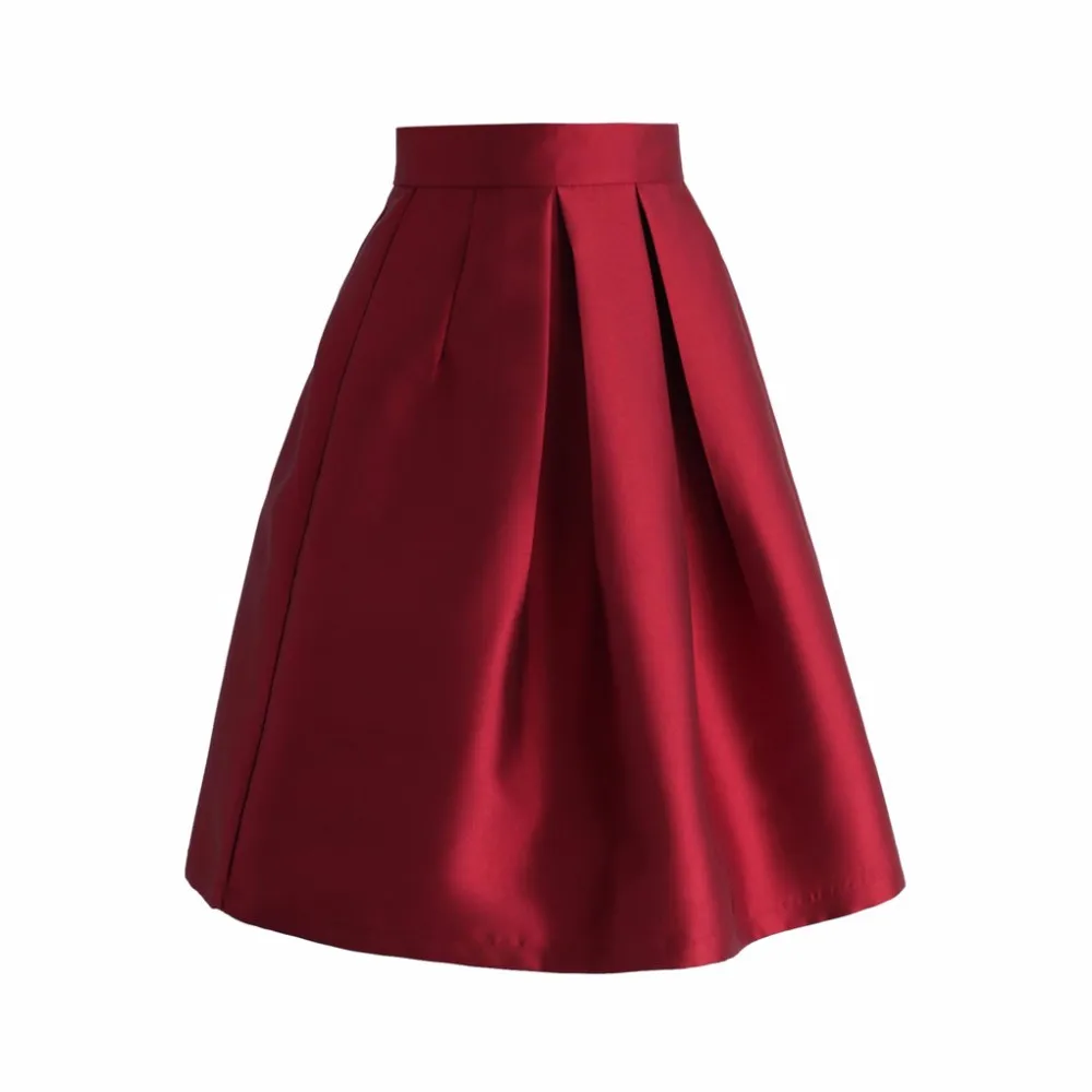 Short Skirt Women A Line Burgundy Skirts 2018 Handmade Knee Length