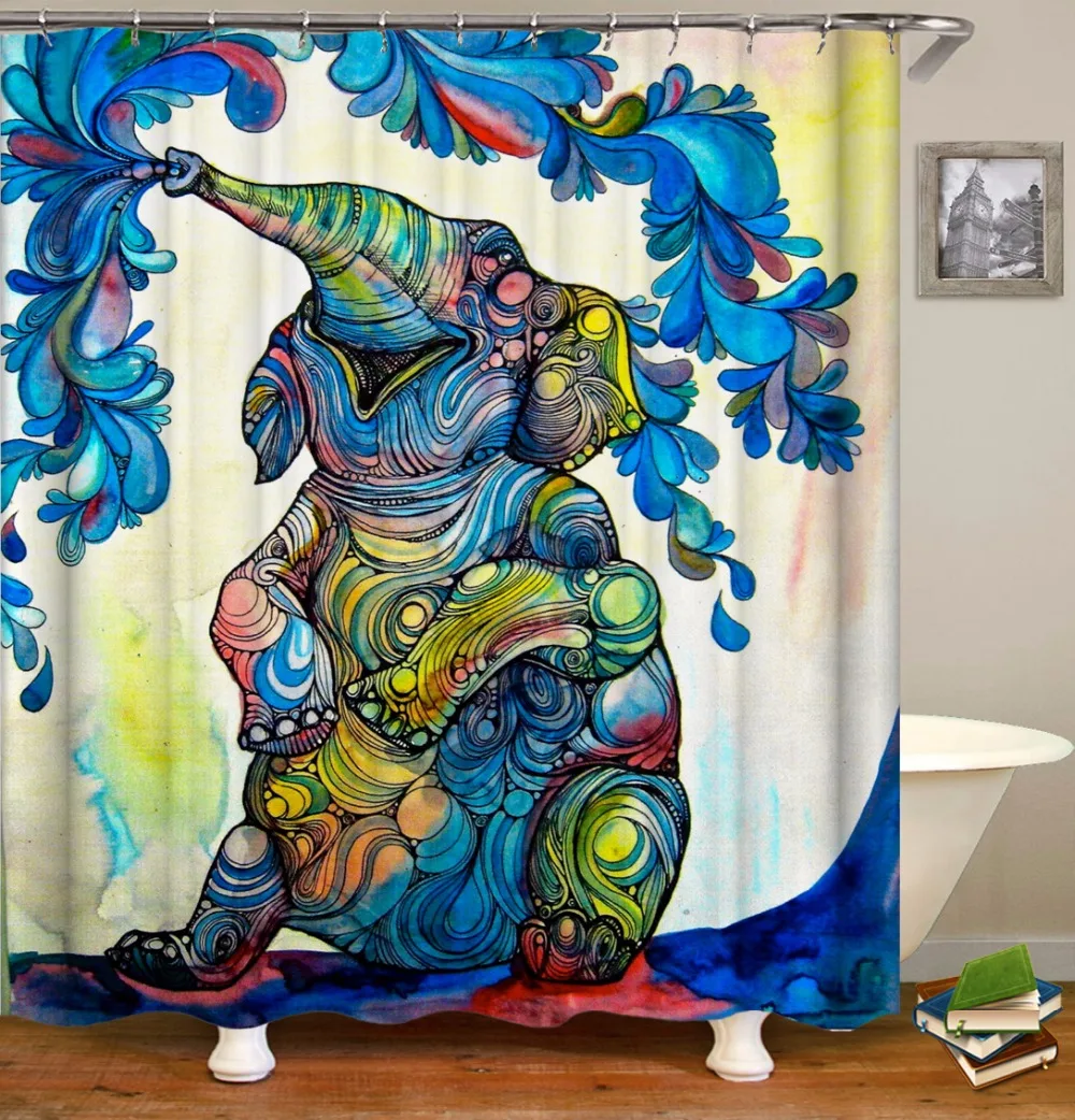 

OLOEY Elephant Animal 3D Shower Curtain Curtains for Bathroom Shower Waterproof Fabric Bathroom Screens Customized Print