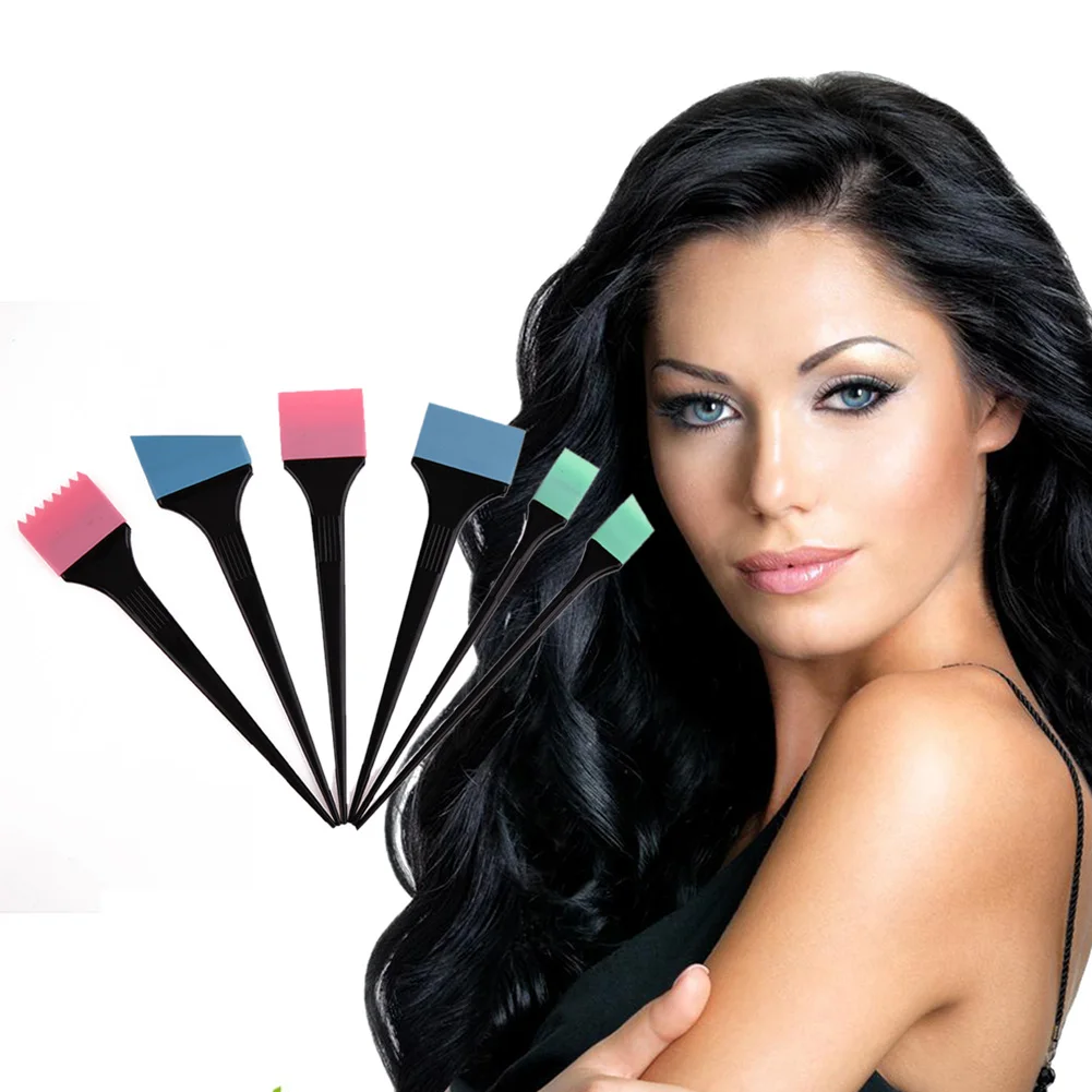 

6Pcs/Set Professional Salon Hair Coloring Comb Brush Plastic Handle Silicone Dyeing Brush Hairdressing Tools&Accessories