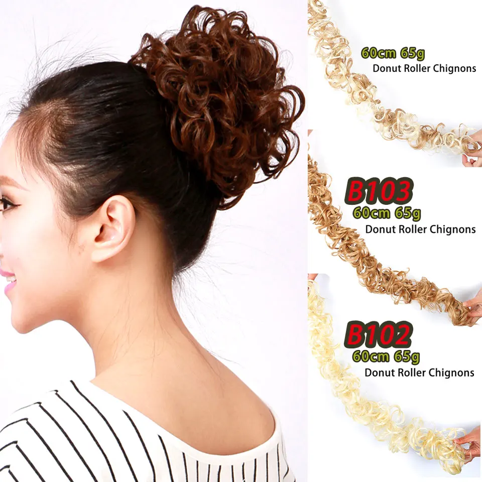 HiDoLA Hair Chignon Bun Diy Hair Elastic Band Synthetic Hairpiece Curly