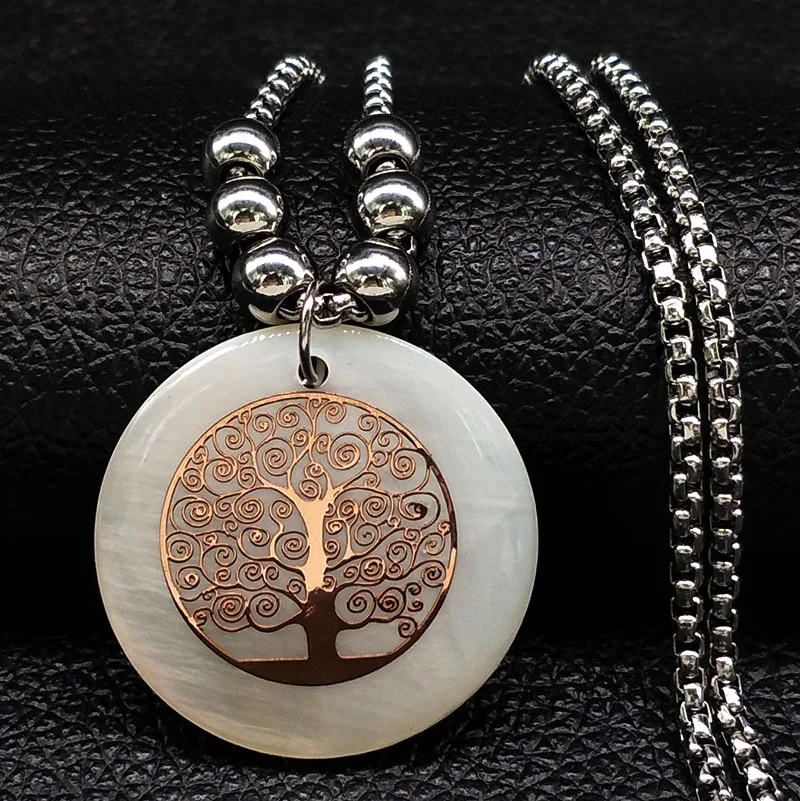 Модное Дерево жизни ожерелье из нержавеющей стали женское серебряное длинное ожерелье s& Кулоны Ювелирные изделия collane N18446