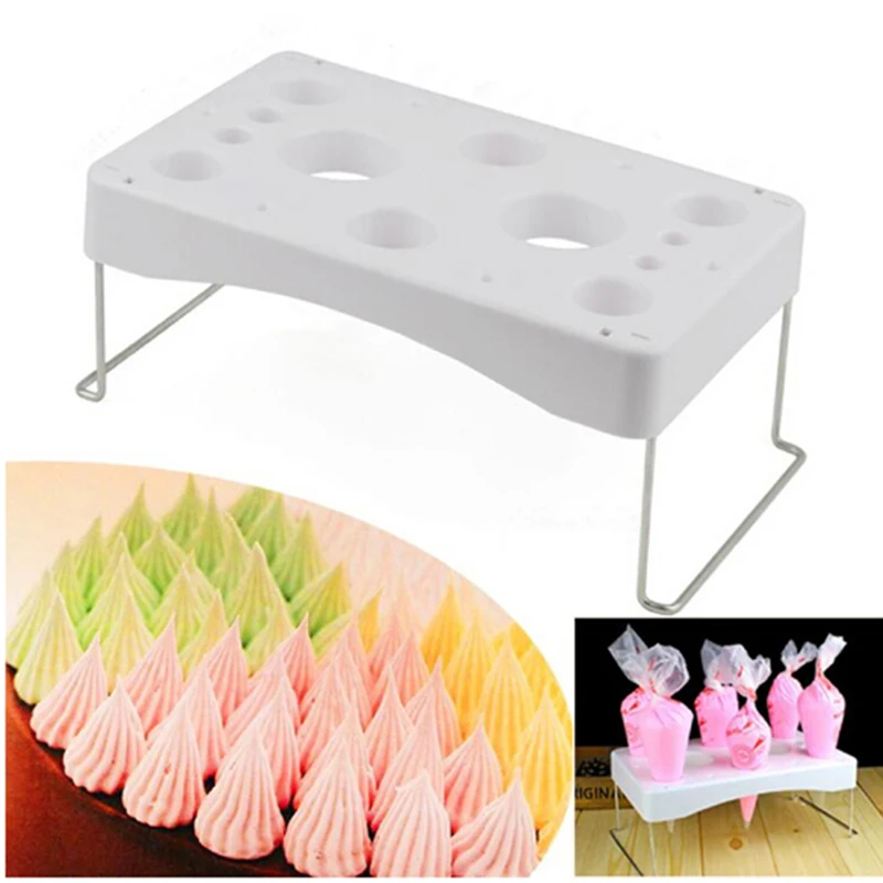 White Cake Piping Bag Shelf Plastic Pastry Bag Stand Rack Cake