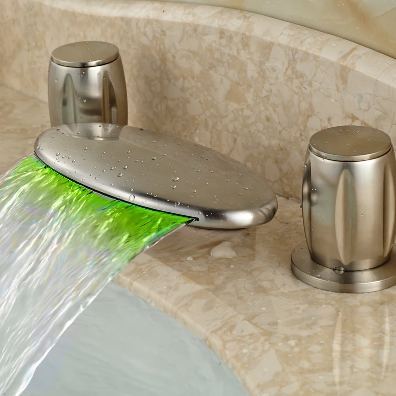 

High Quality Water Taps for Bathroom Brushed Nickel Deck Mounted Dual Handles