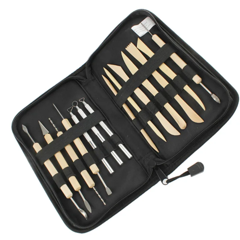 

Pack of 14 Wooden Metal Pottery Clay Sculpture Handled Hand Crafts Tools