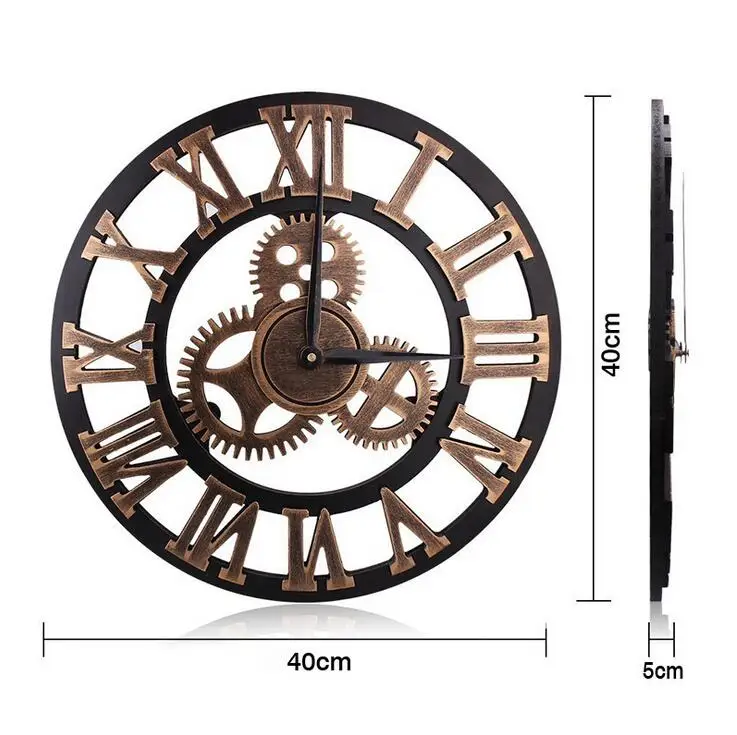 40 см 3D Ретро промышленные большой Шестерни настенные часы деревенский деревянный Luxury Art Винтаж Офис украшения поставки