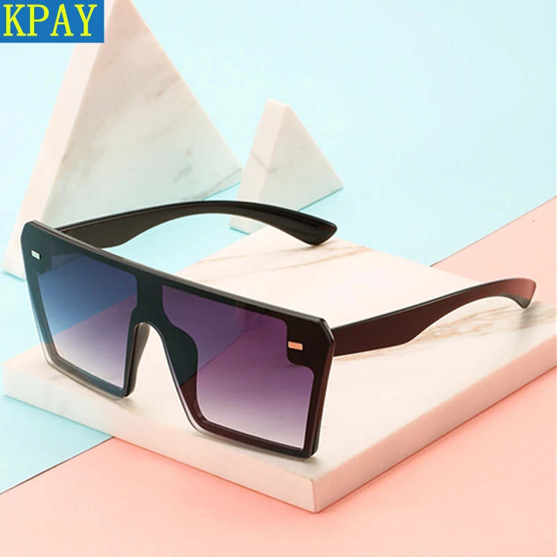 Fashion Flat Top Red Black Sun Glasses  Clear Lens Men Shade Mirror UV400 Oversized Square Sunglasses Women 2019 Luxury Brand