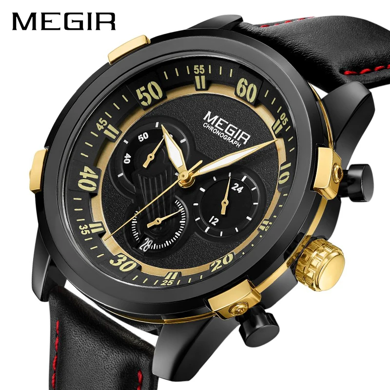 

MEGIR Chronograph Men Sport Watch Relogio Masculino Fashion Army Military Quartz Wrist Watches Clock Men Male Wristwatch