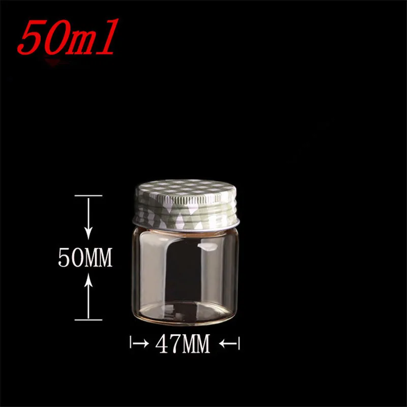 50ml Glass Bottles Screw Cap Silicone Stopper Sealing up Empty Jars Glass Sealed Bottles Capsule Liquid Bottles