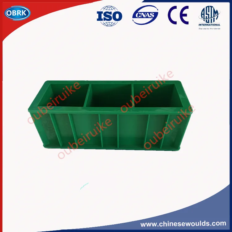 

Зеленые пластиковые бетонные формы 100 мм, Трехкомпонентные кубические формы для бетона, Трехкомпонентные испытания на стойкость к давлению