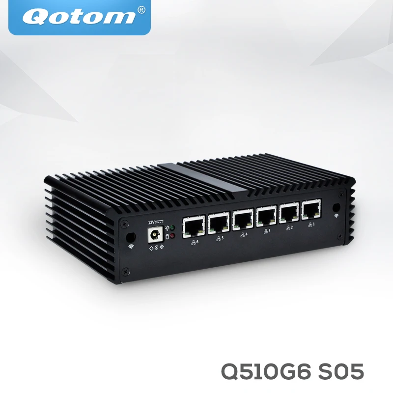 Qotom Mini PC Celern 3855u Черный алюминиевый сплав Pfsense коробка маршрутизатор с поддержкой AES-NI