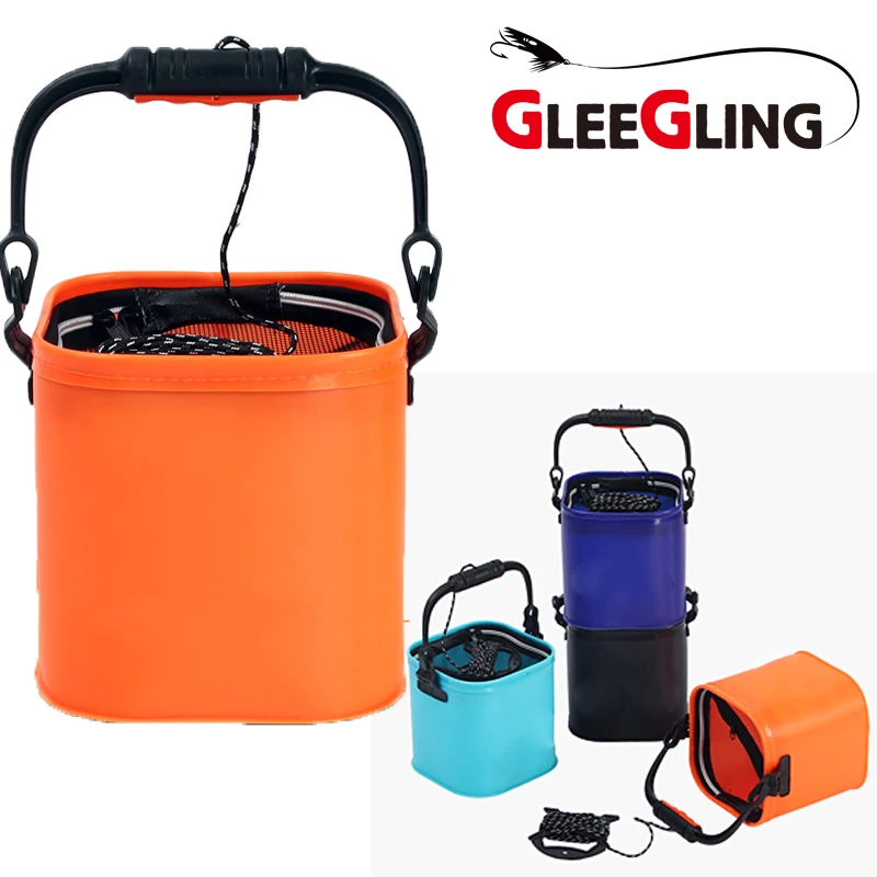 

Portable Fishing Reel Cover Leakproof Fish Tackle Bag Living Box EVA Fish Water Bucket Bag with Rope Belt Pouch Bag