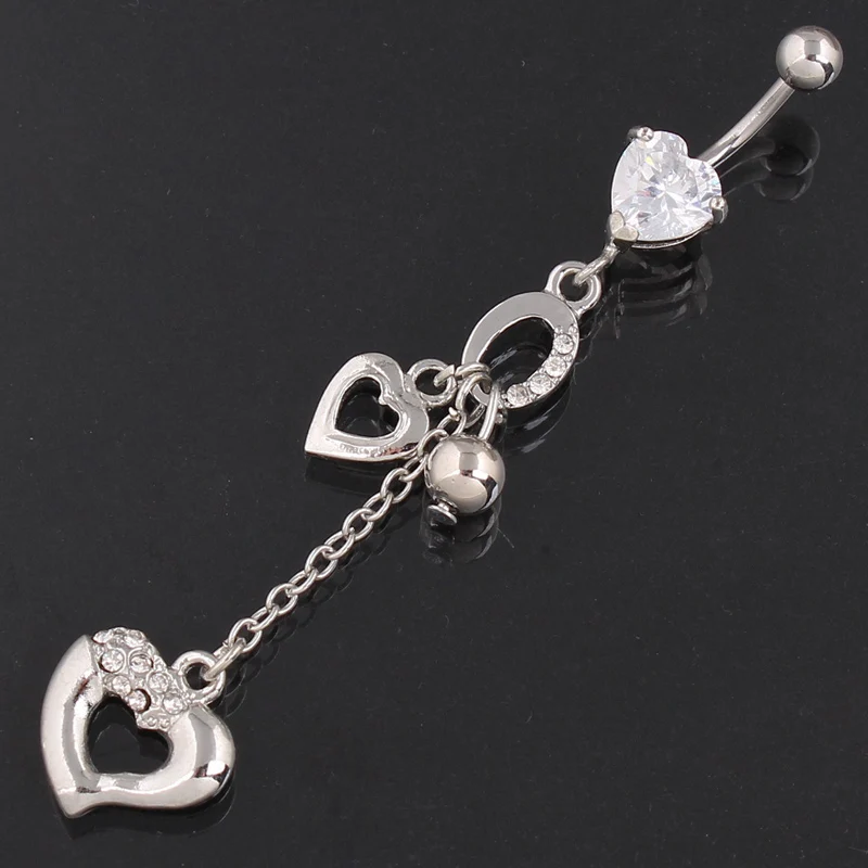 High Quality Heart &Bell Tassel Belly Button Ring 14G belly bar Body