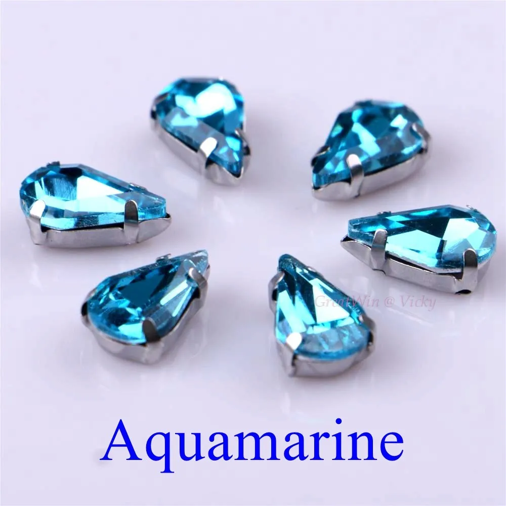 Elegant Teardrop Crystal Rhinestones with Claw Metal Base - 20 Piece Set