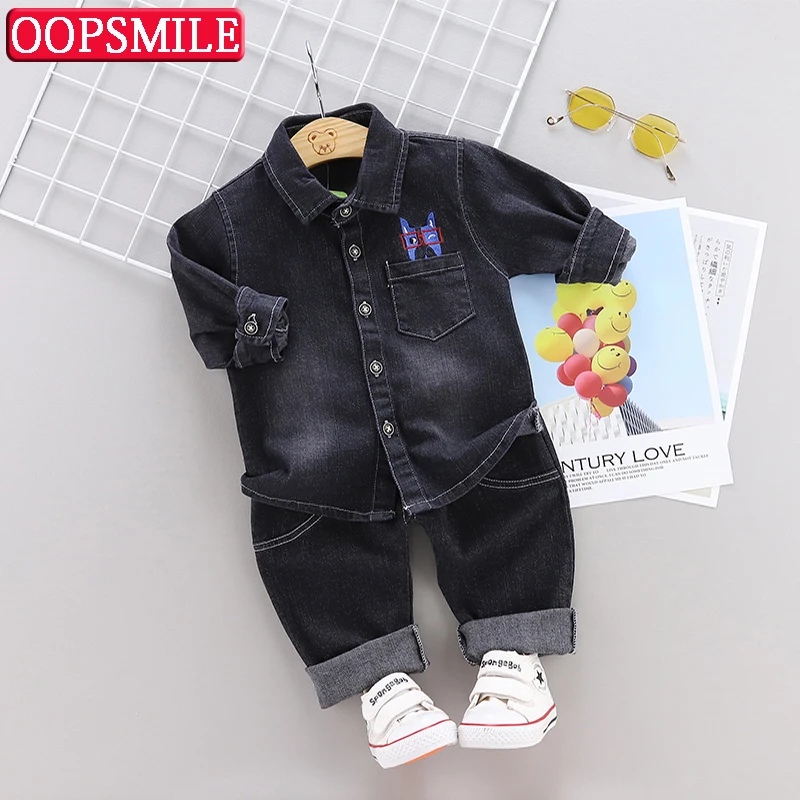 

toddler baby boys sets 2019 new spring denim coat+jean trousers children clothes for 1 2 3 4 years