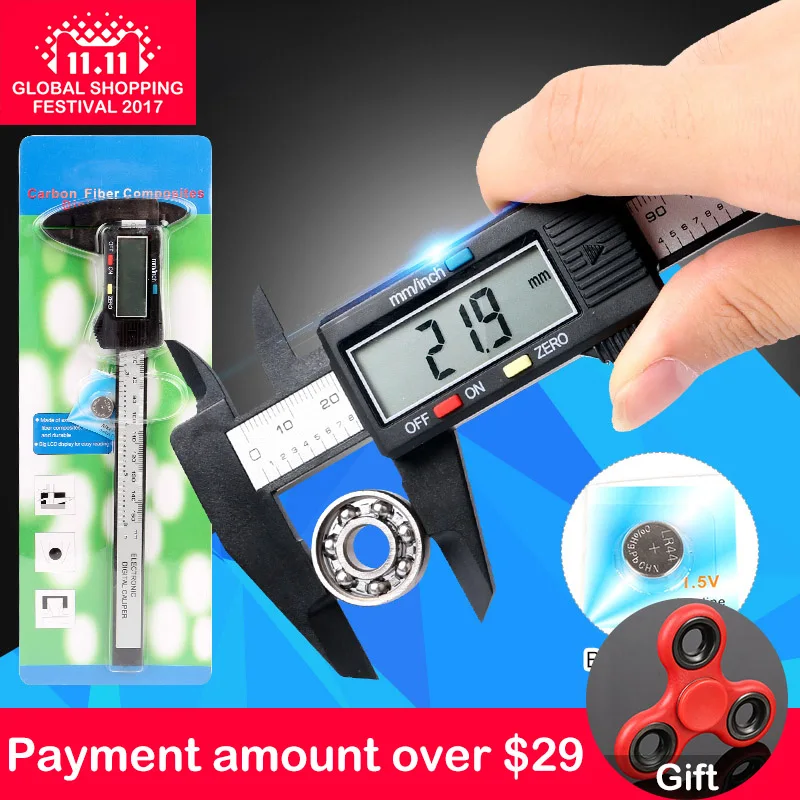 

6inch /150mm LCD Digital Electronic Carbon Fiber Vernier Caliper Micrometer Measurement Tool