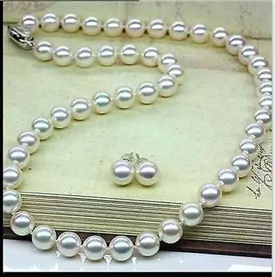 

Free shipping hot sale Women Bridal Wedding Jewelry >>12mm natural Australian south seas white pearl necklace 18inch earrings
