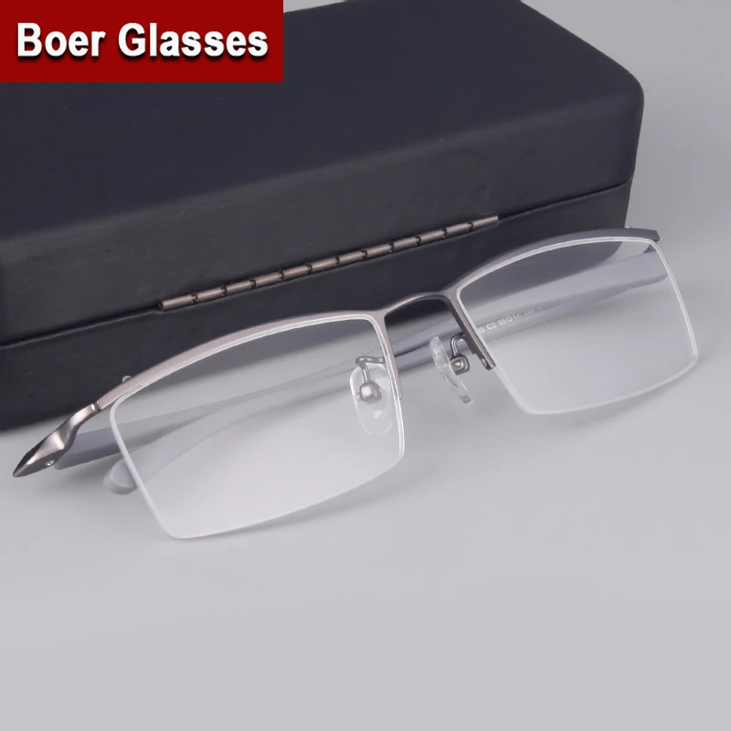 Fashion Brand Mens Half rimless Eyeglasses Titanium ...