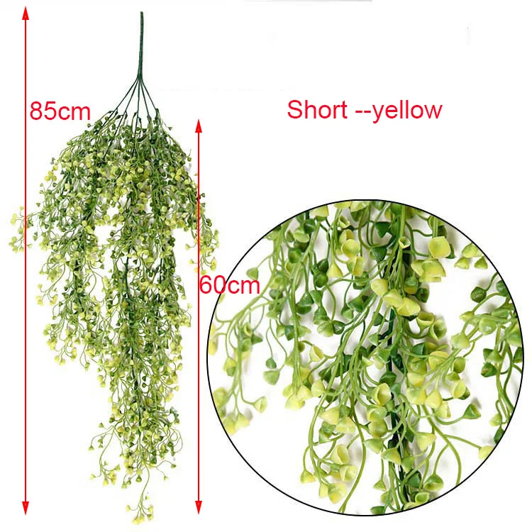 Искусственное растение пластиковое ротанговое подвесное растение искусственная Виноградная лоза листья домашний сад стены патио украшения поддельные растения - Цвет: short -yellow