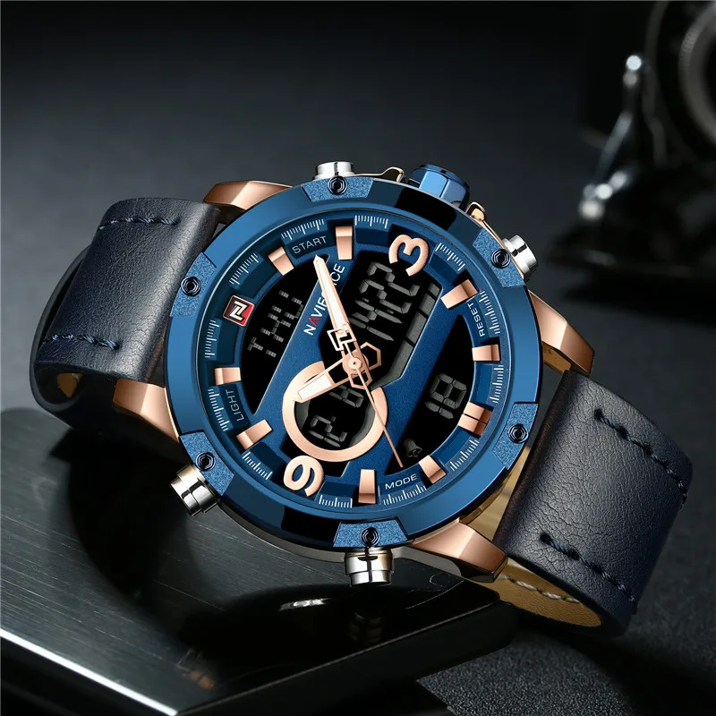 NAVIFORCE Роскошные Брендовые мужские модные спортивные часы водонепроницаемые