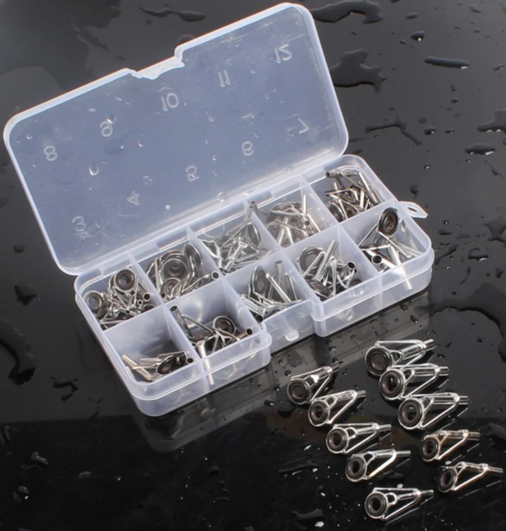 Fishing Rod Guide 80pcs/box Rod Tip Repair Kit Rod DIY Eye Rings Tools Accessories Fishing Tackle Telescopic Fishing Rod Guide