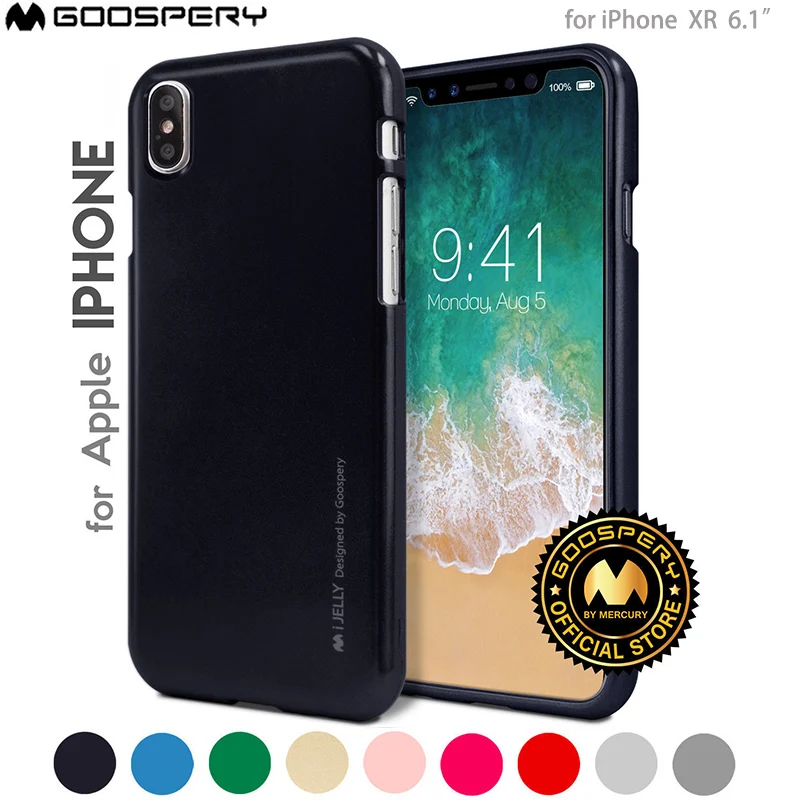 

original Mercury Goospery i-Jelly Metallic Flexible Soft Rubber Cover case for iPhone XR