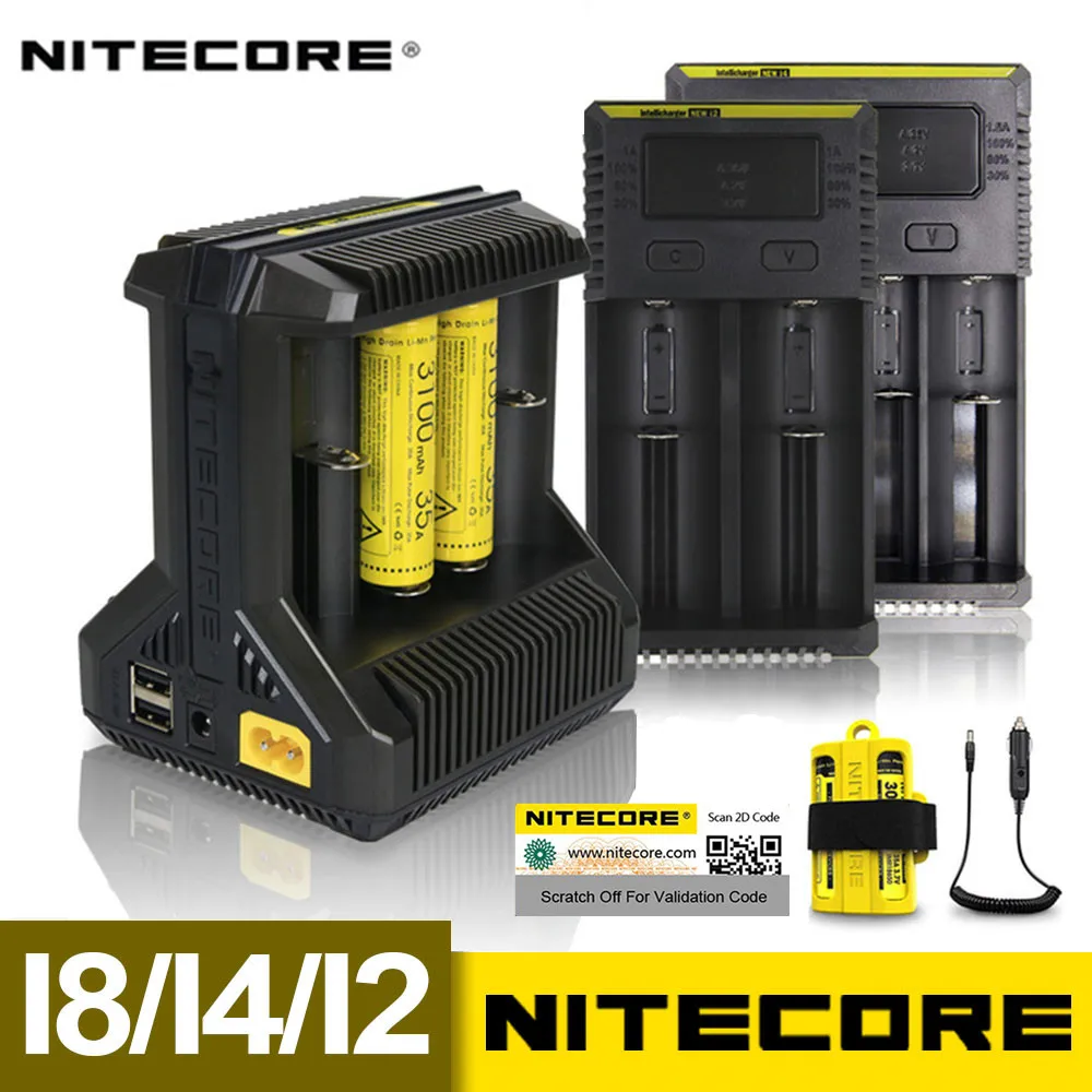 Интеллектуальное зарядное устройство Nitecore i8 i4 i2 8 слотов выход 4A умное для Li Ion 18650