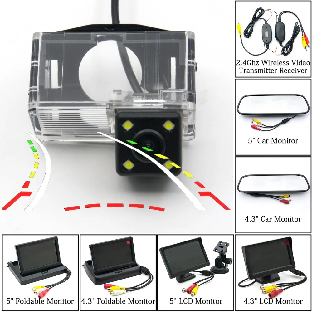 

HD Dynamic Trajectory Car Rear View Camera Parking Wireless 5" Backup Mirror Monitor For Toyota Corolla 2007-2013 Avensis BYD F3