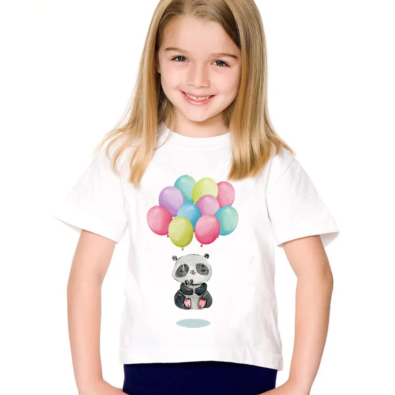 Детские Забавные футболки с принтом панды и медведя для медитации детские летние футболки, повседневные топы, одежда для маленьких мальчиков и девочек ooo2104 - Цвет: white-A