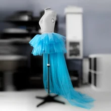 Синее Тюлевое асимметричного кроя, юбки для женщин, эластичная длинная Тюлевая юбка, цвет, размер бесплатно, модная женская юбка, сексуальная Saias, изготовленная на заказ