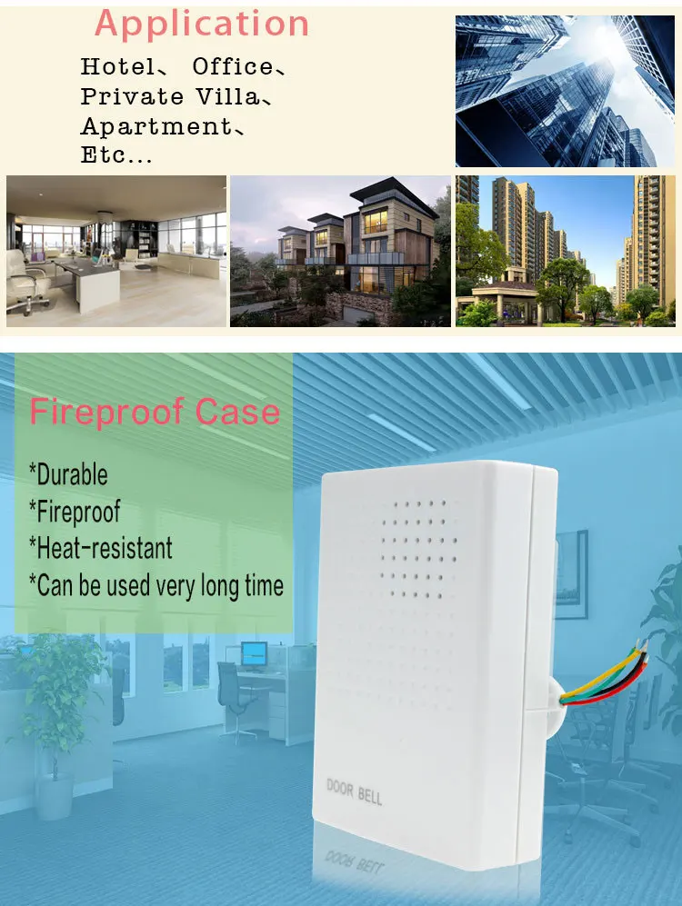 DC 12V Wired Doorbell Vocal Ding Dong For Access Control System-5