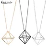 Joyería 2022, línea geométrica de moda fina triángulo hueco tridimensional suéter largo cadena enviar collar gratis ► Foto 1/6