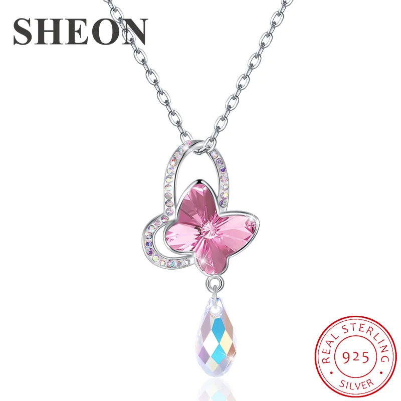

New arrival 925 Sterling Silver Austria Crystal Lovely Butterfly Pendant Necklace Engagement Jewelry for women dropshipping