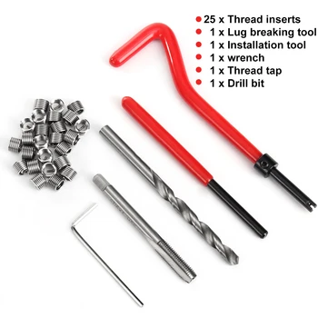 

30pcs Car Pro Coil Drill Tool Metric Thread Repair Insert Kit M6 for Helicoil Car Repair Tools Coarse Crowbar