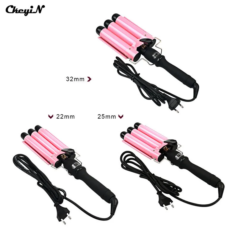 LCD Ekran Elektrikli Saç Curling demir Üçlü Varil Waver Saç Bigudi Saç Şekillendirici Aracı Derin Büyük Dalga Crimper güzellik araçları