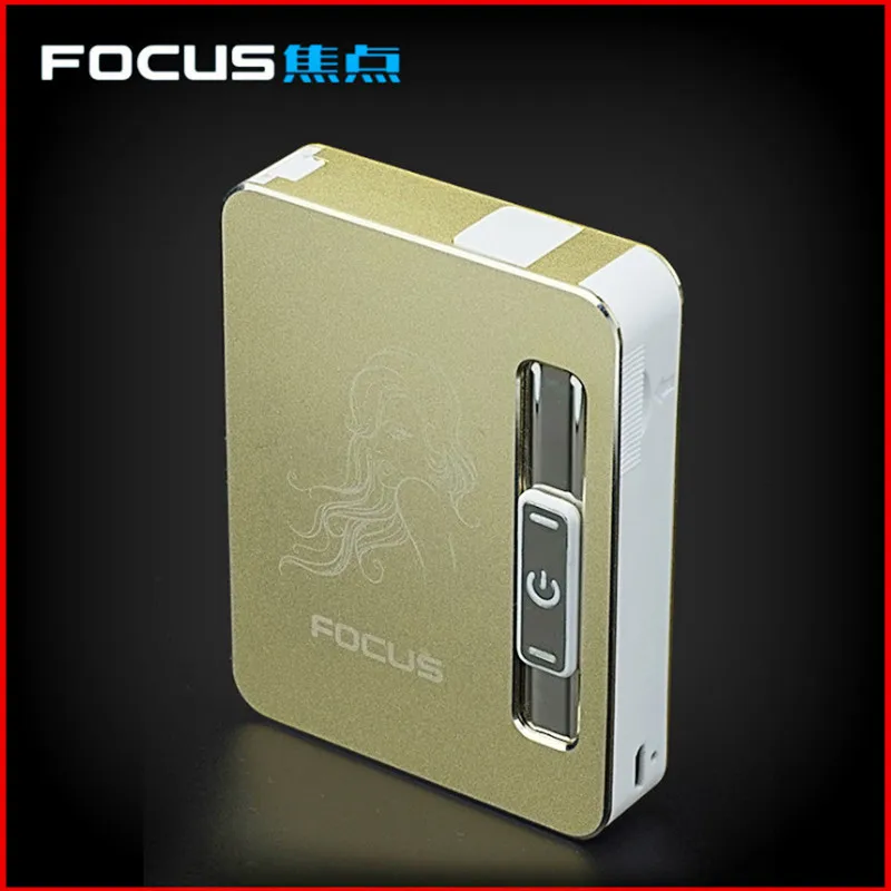 1 шт. фокус 10 автоматические портсигары с USB зарядная зажигалка и Зажигалка сигарета коробка с подарочной коробкой YH022