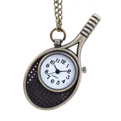 Творческий Ретро Круглый циферблат Кварцевые маленькие карманные часы Спортивная ракетка весы карманные часы для женщин мужчин подарок