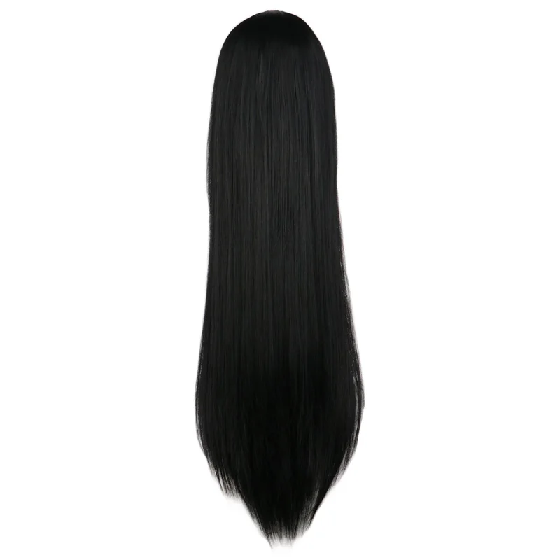 QQXCAIW Long Straight Cosplay Red Black Puprle Pink Blue Sliver Gray Blonde White Oragen Brown 80 Cm Synthetic Hair Wigs