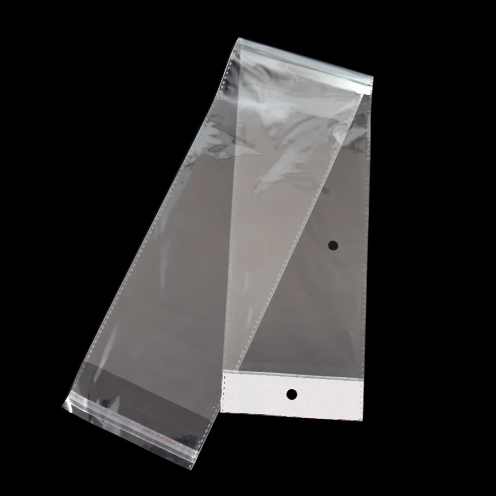AWEPK 100pcs 10.5x72cm Clear OPP Plastic Package Bag Self-Adhesive Transparent Poly Wig Packing Bag for Hairpiece Hair Extension