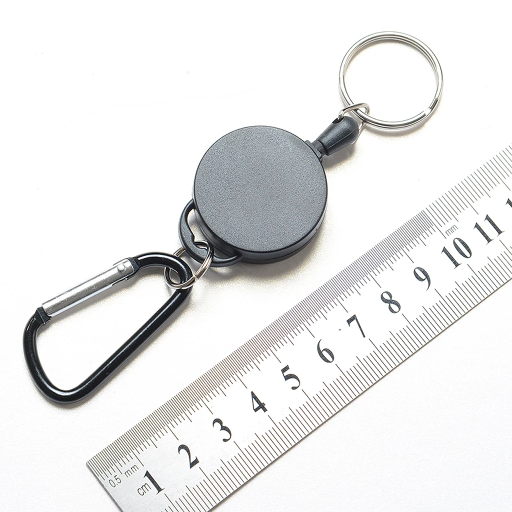 2pcs Heavy Duty Retractable Steel Reel Recoil Chain ID Holder Key Ring Wire Keychain Buckle For Indoors Outdoor Camping Hiking