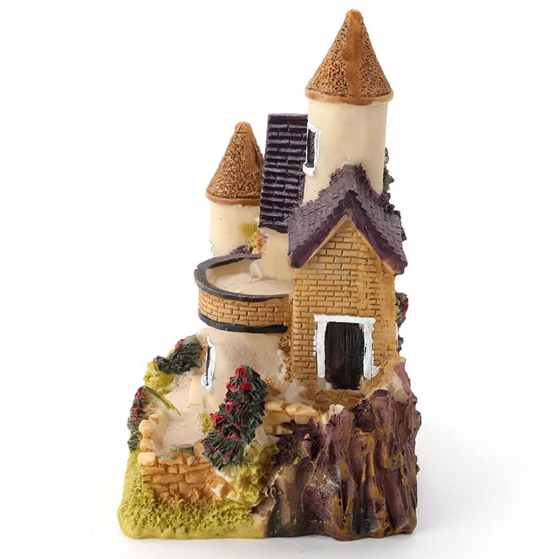 Resin Mini Fairy Garden Miniature Thatched House Landscape Micro Decorate Ornament