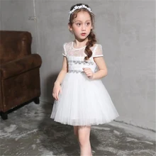 2017 Summer Girl Dresses White Flower Girl Petals Dress Pageant Wedding Bridal Dress Children Bridesmaid Toddler Elegant Dress