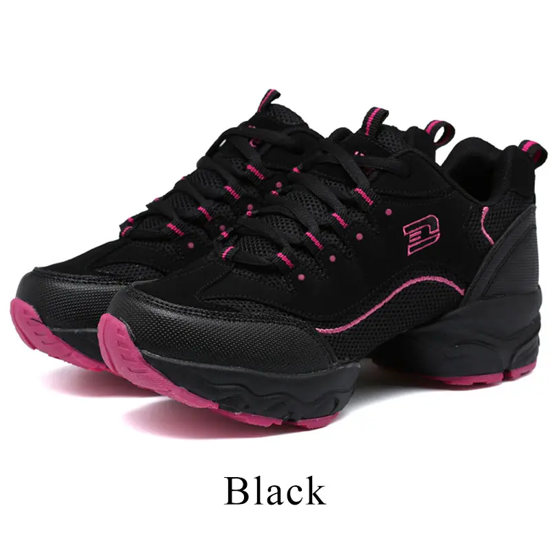Стиль женщина современный танец хип-хоп спортивная обувь белого и черного цвета мягкая подошва Джаз Танцы обувь дамы практические занятия танцами обувь размер 35-41 - Цвет: Black