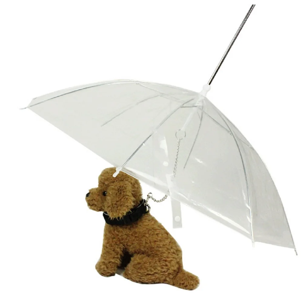 Transparent Pet Umbrella Portable Built in Leash Foldable Puppy