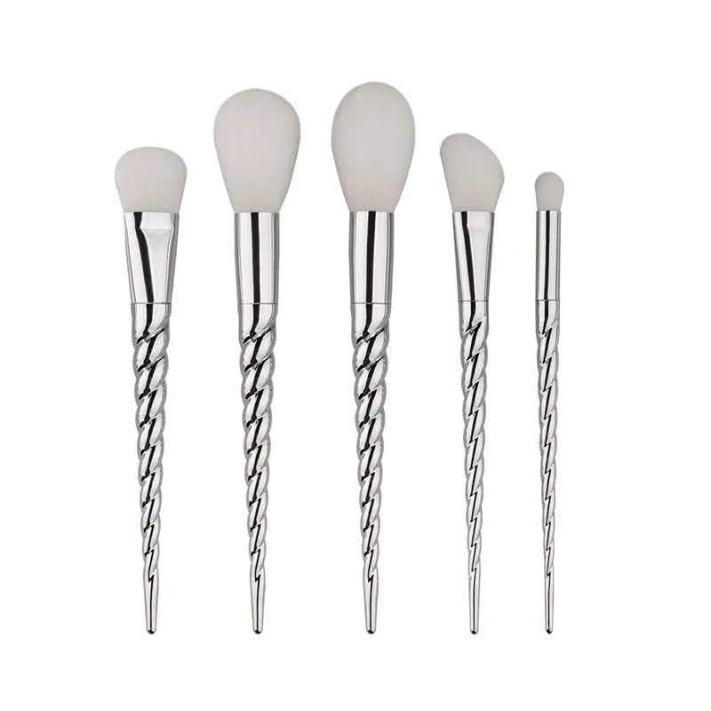 

Ronwei Brand 5pcs silver thread Handle  Metallic Makeup Brushes Kit Set For Eyeshadow Contour Top Soft Fiber Hair Make Up Brush